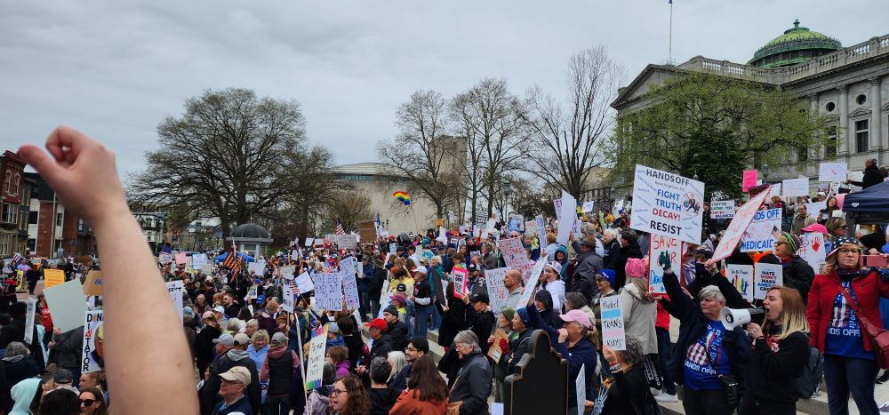 Crowd of People Attending the Hands Off Protest in Harrisburg 
