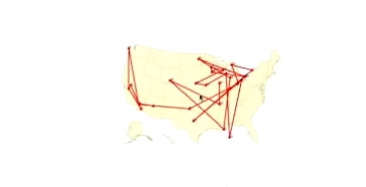 Openai map of mlb stadiums that is very wrong. One is in the middle of the ocean.