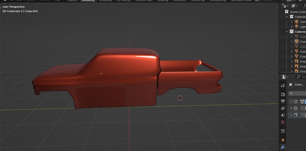 3d viewport of a wip, car modeling 