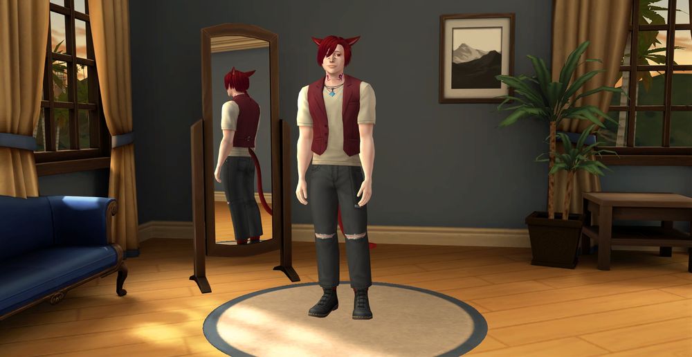 Full body shot of a Sim based on G'raha Tia
