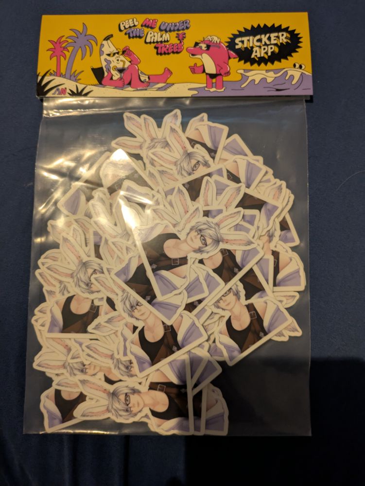 A pack of stickers of a male Viera.