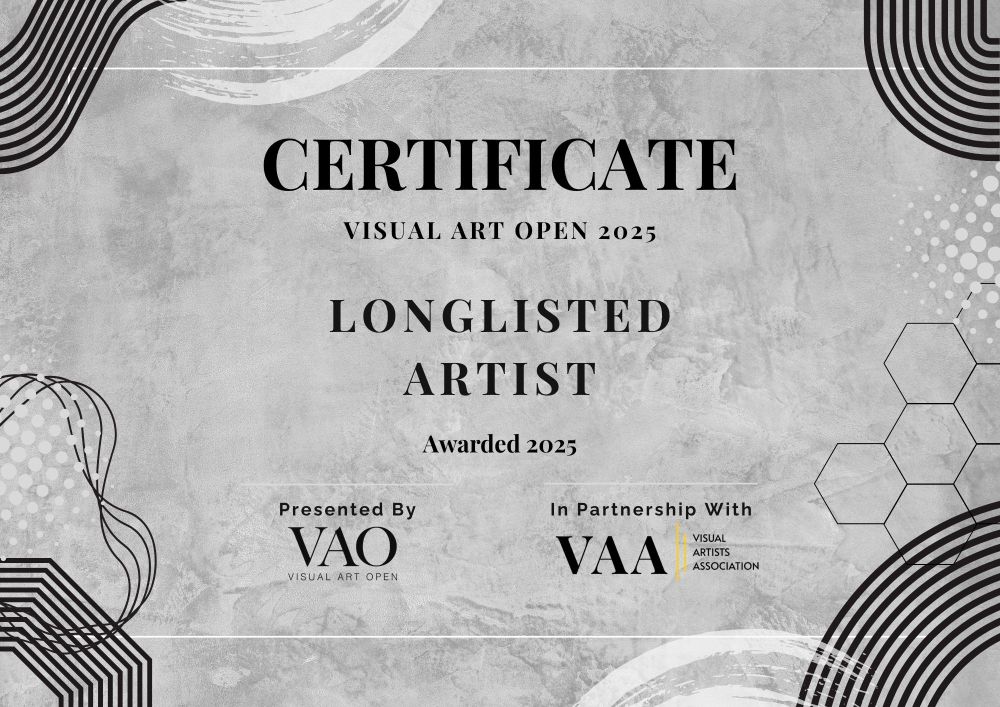 Certificate for longlisted artists in the 2025 Visual Arts Open