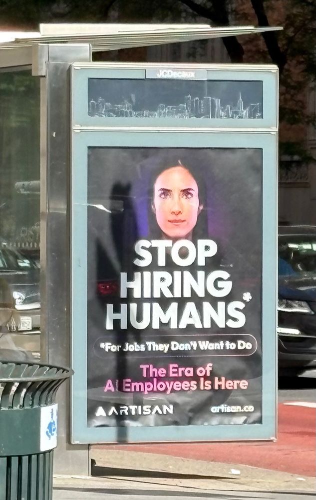 Stop hiring humans Ai advertisement. 