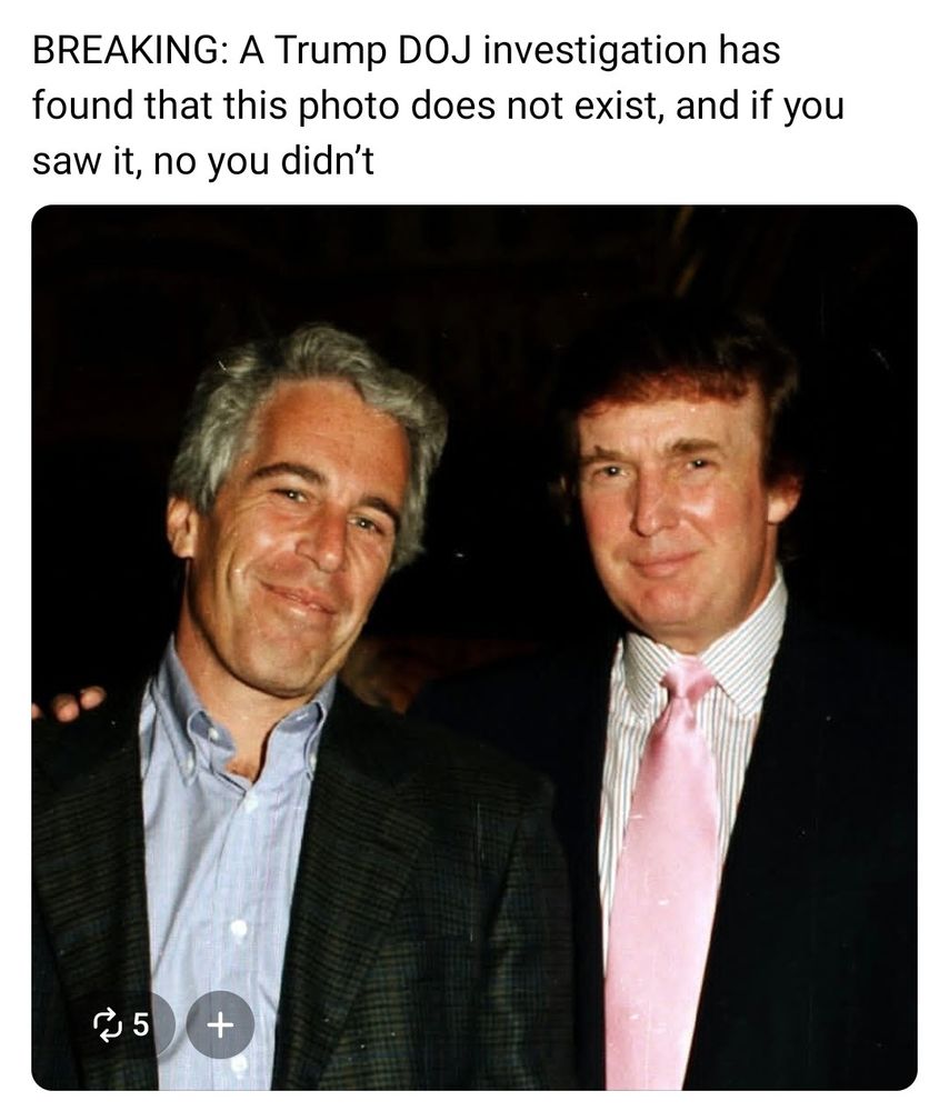 Trump and Pedo-King: "breaking, a Trump doj investigation has found that this photo does not exist, and if you saw it, no you didn't. 