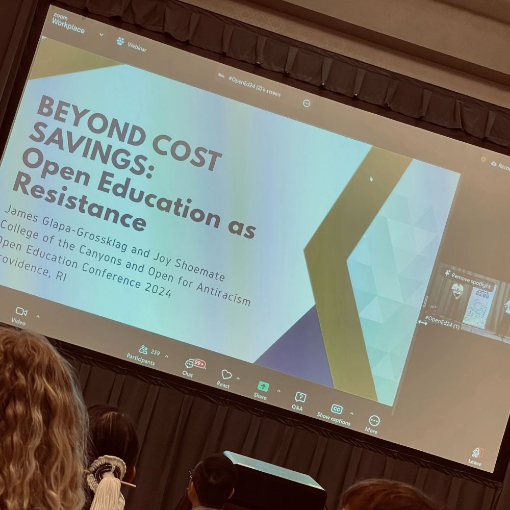 Photo of slideshow title at OpenEd2024