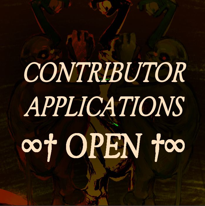 a graphic of bhaal with the text “Contributor applications open”