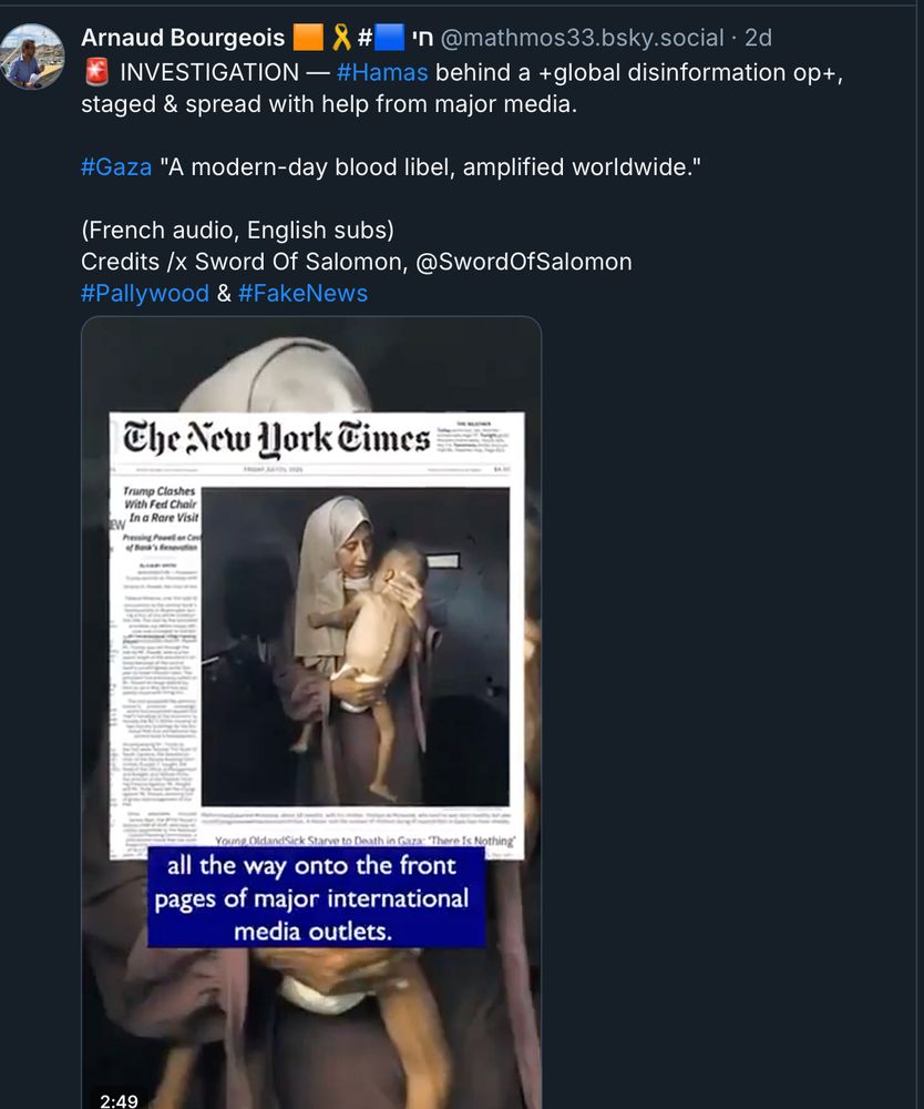 account trying to push misinformation about what's is happening on Gaza, trying to disprove the famine news,.