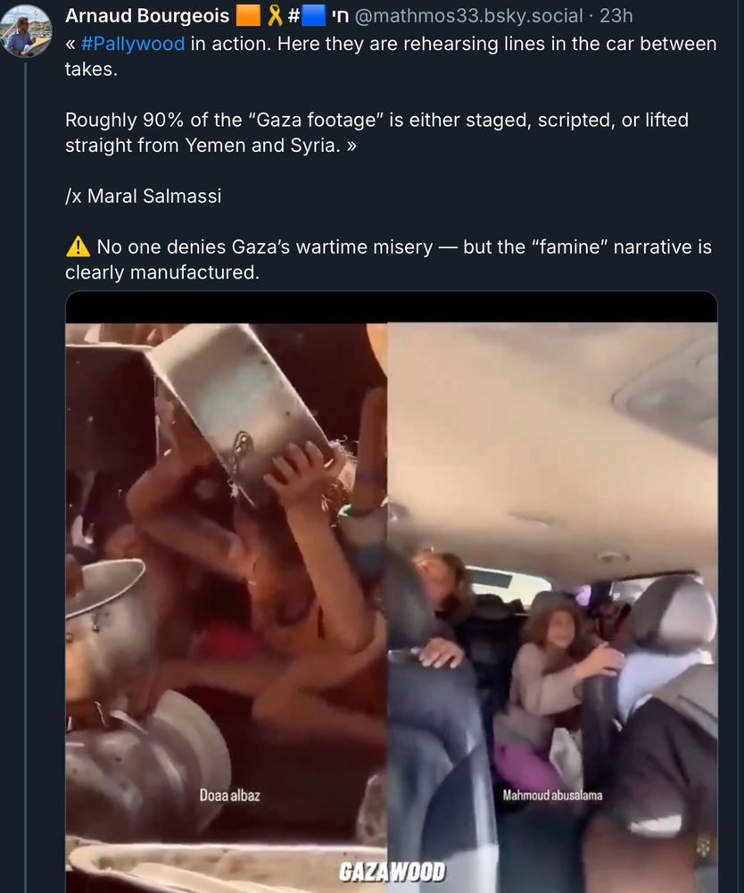 account trying to push misinformation about what's is happening on Gaza, trying to disprove the famine news,.