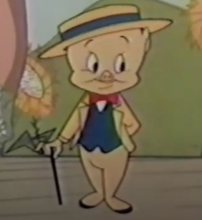 Same description as the drawing, but in its original form. Porky is a bit skinnier and native to the Chuck Jones style.