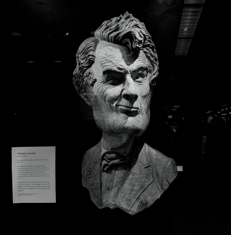 A "Winking Lincoln" bust/sculpture of Abraham Lincoln, by Fred Cogelow