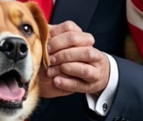 Closeup of Trump's clasped hands in an AI-generated image. Most of the fingers are not attached to either hand, and some are entirely missing fingernails.