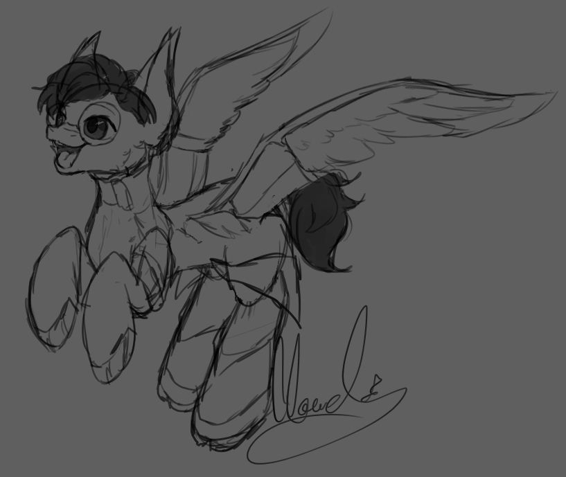 Amir Beckett from Warframe 1999 as a Pegasi with holographic like wings and flaps as an airplane. 