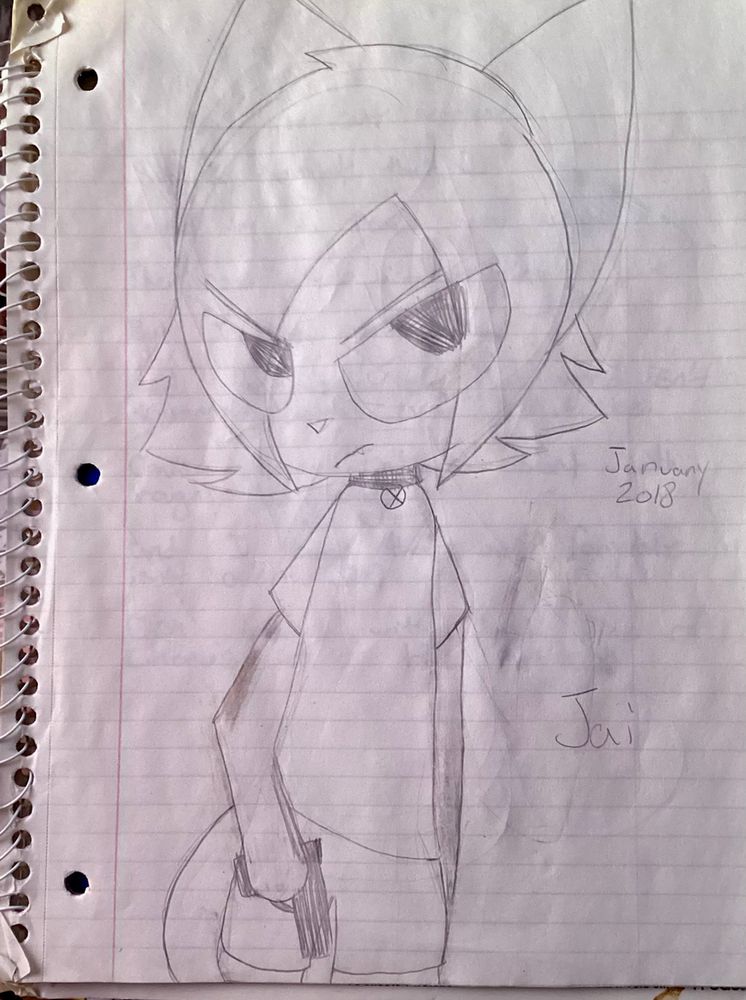 a pencil drawing of an angry looking anthropomorphic cat holding what could be perceived as a gun