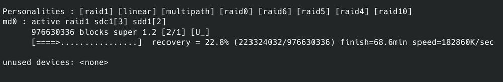 Recovery process showing 22%.
