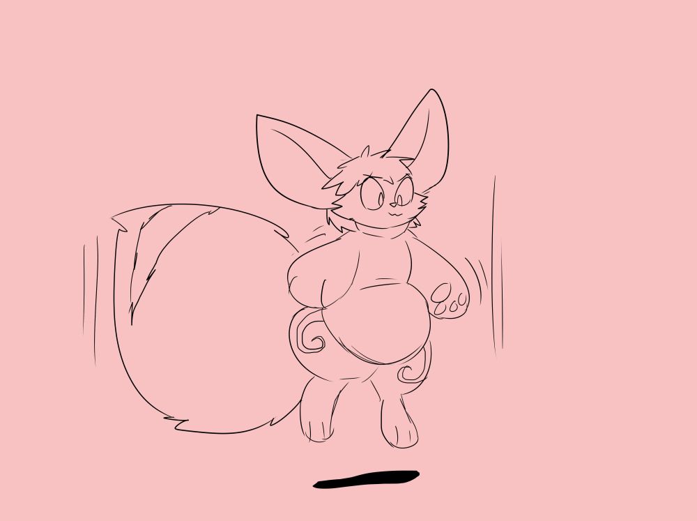 Nystres body shortens so quickly that it no longer touches the ground. It's belly however becomes chubbier. It's tail becomes slightly fluffier, and it's ears widen slightly shorter. It's eyes become less cat-like. 