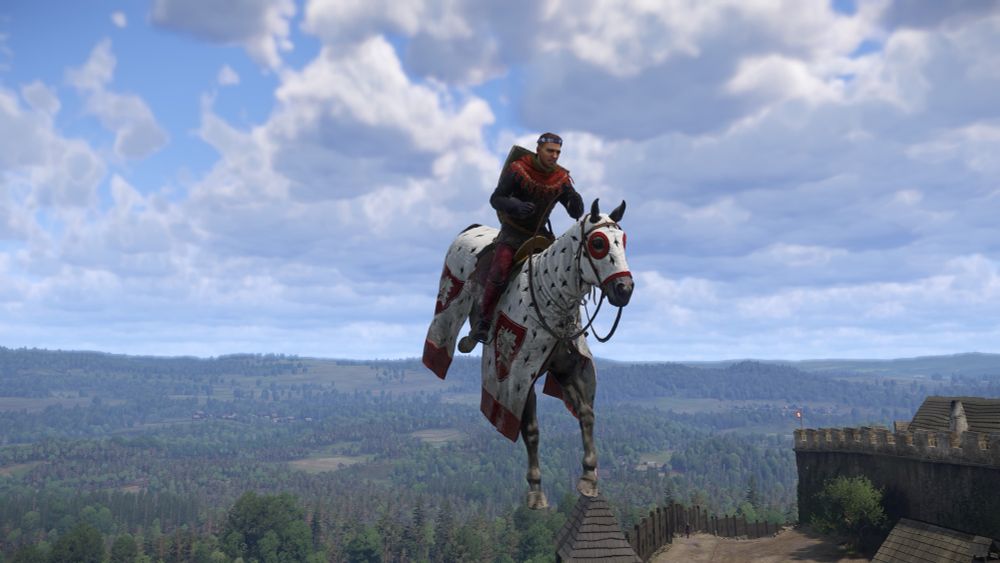 Henry trying ‘fly’ Pebbles into Trosky Castle. 
-KCD 2