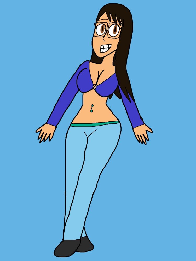 My OC Candi with her legs crossed and her arms out