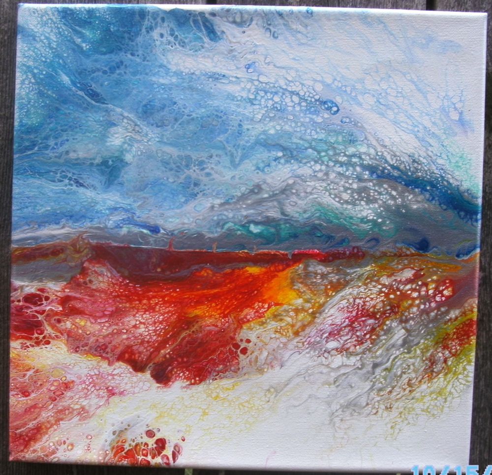 An abstract acrylic painting.