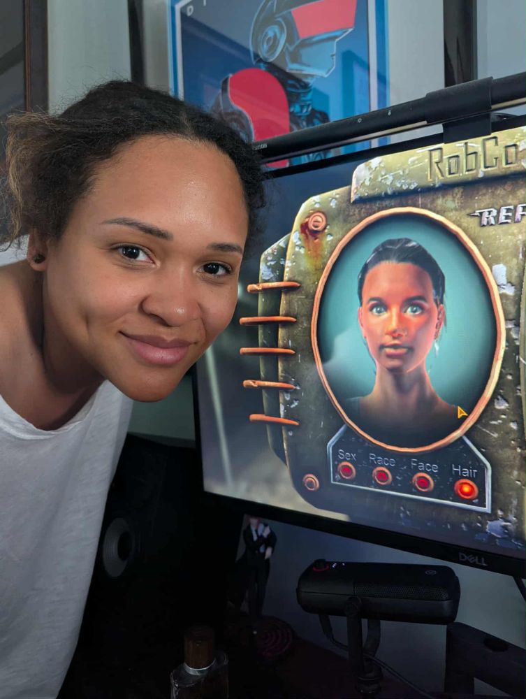 The missus, next to her character in Fallout: New Vegas