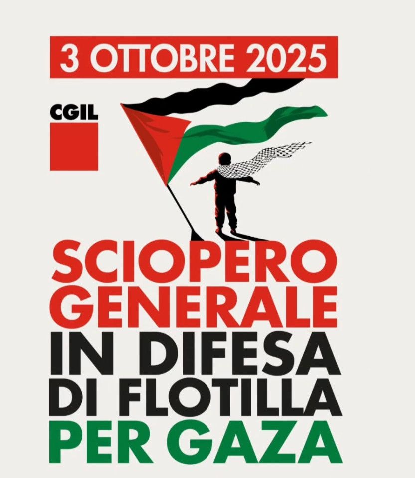 CGIL announcement od general strike in support of Gaza Flotilla