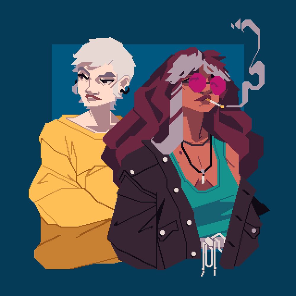 two women, one with short hair, one with long hair