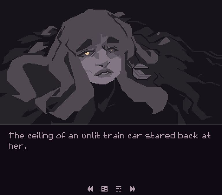 The ceiling of an unlit train car stared back at her.