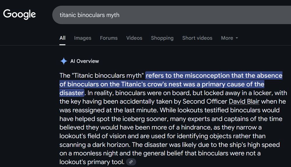 Screen capture for the AI-Overview resulting from a Google query for 