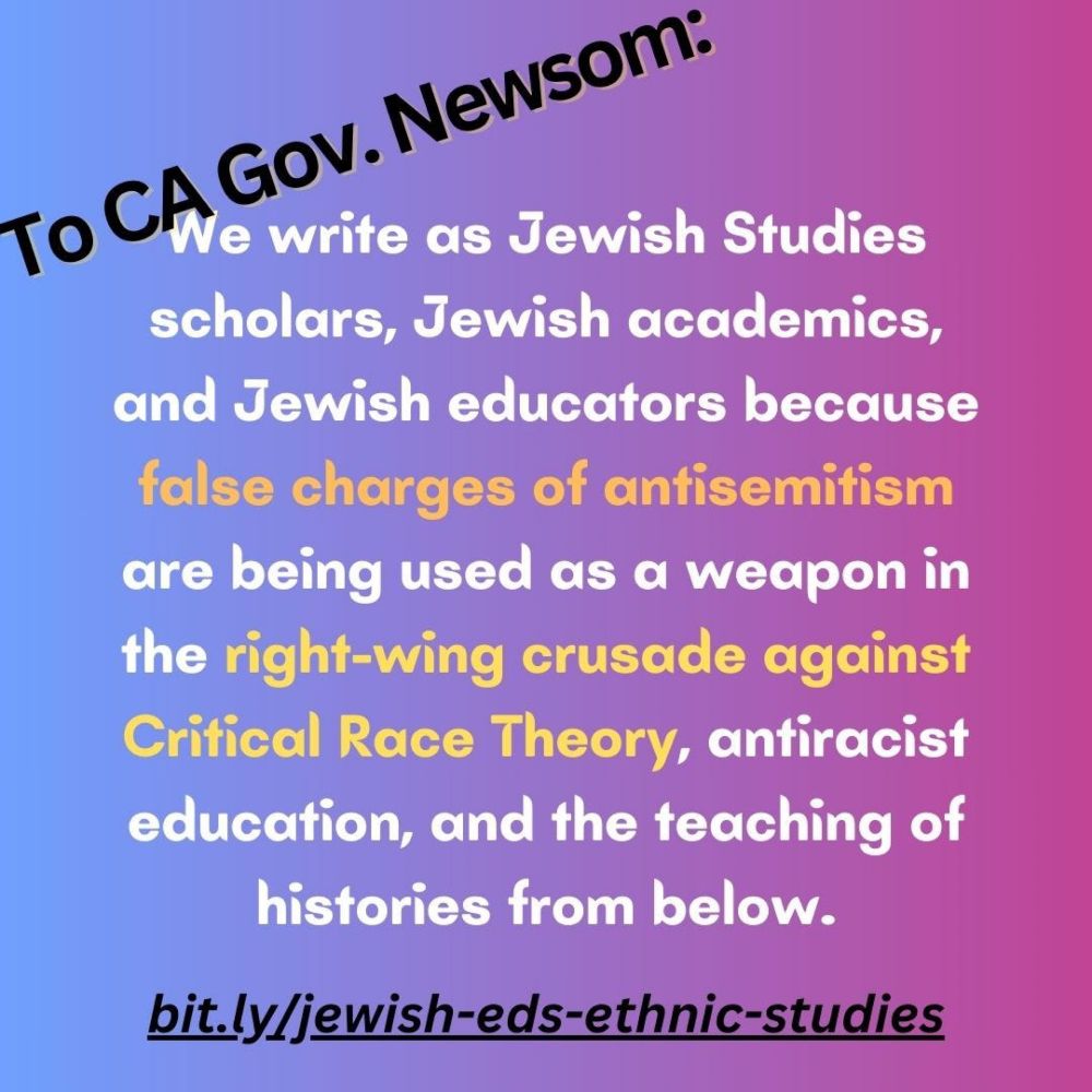 Open letter from Jewish Studies scholars, Jewish academics, and Jewish educators on Ethnic Studies.