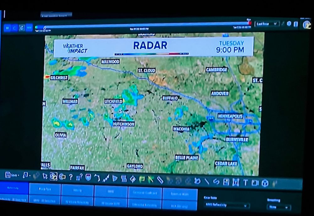 Weather graphic displayed by camera shooting a computer screen