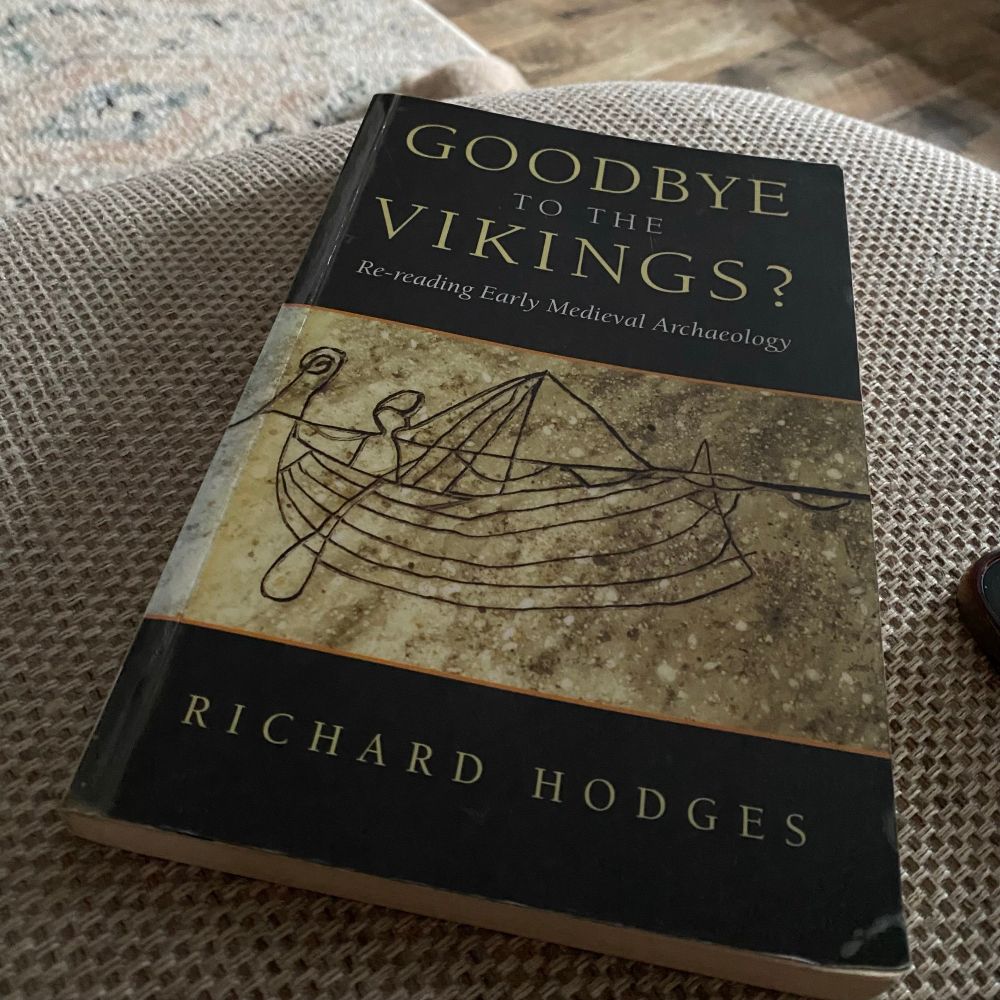 The book ‘Goodbye To The Vikings?’ by Richard Hodges on a sofa