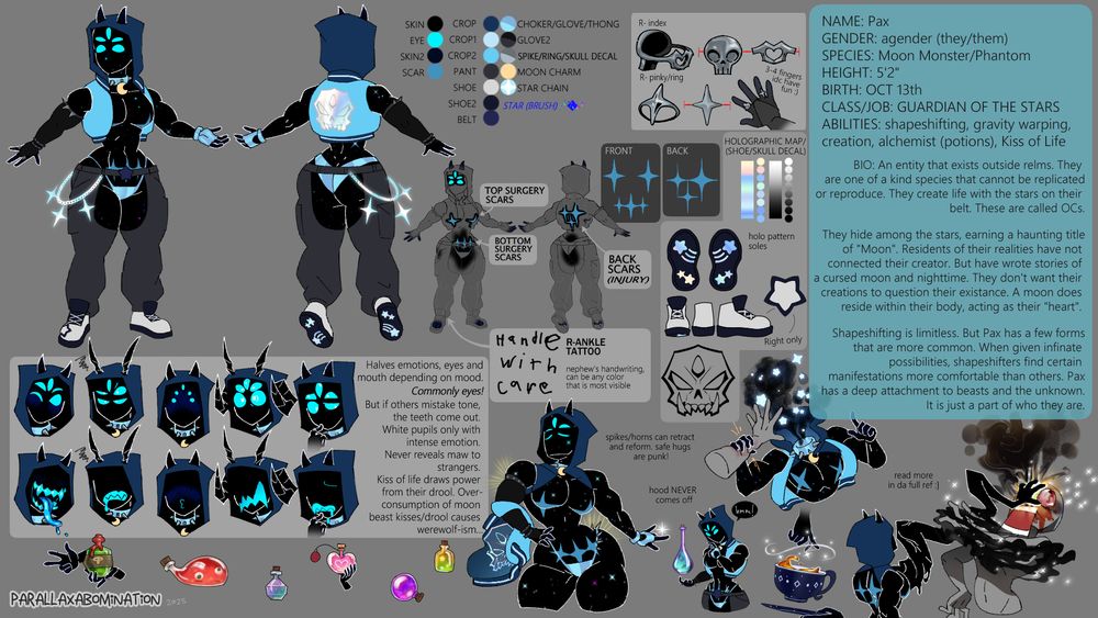 A basic verzion of Pax's reference. ref sheet. character sheet. bio