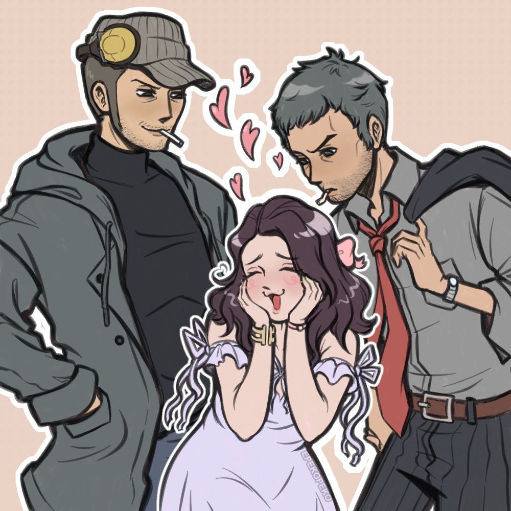 Sketch commission of @angeldev1l.bsky.social with fanart of Dōjima Ryōtarō from persona 4 and Iwai Munehisa from persona 5