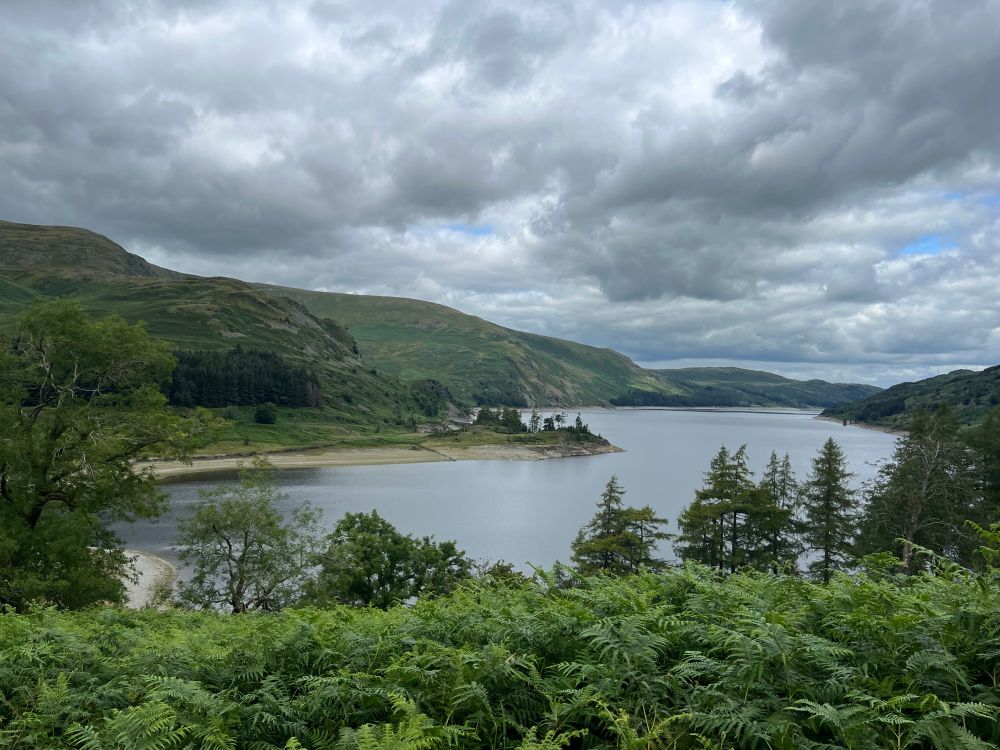 Lake surrounded by hills and forests 