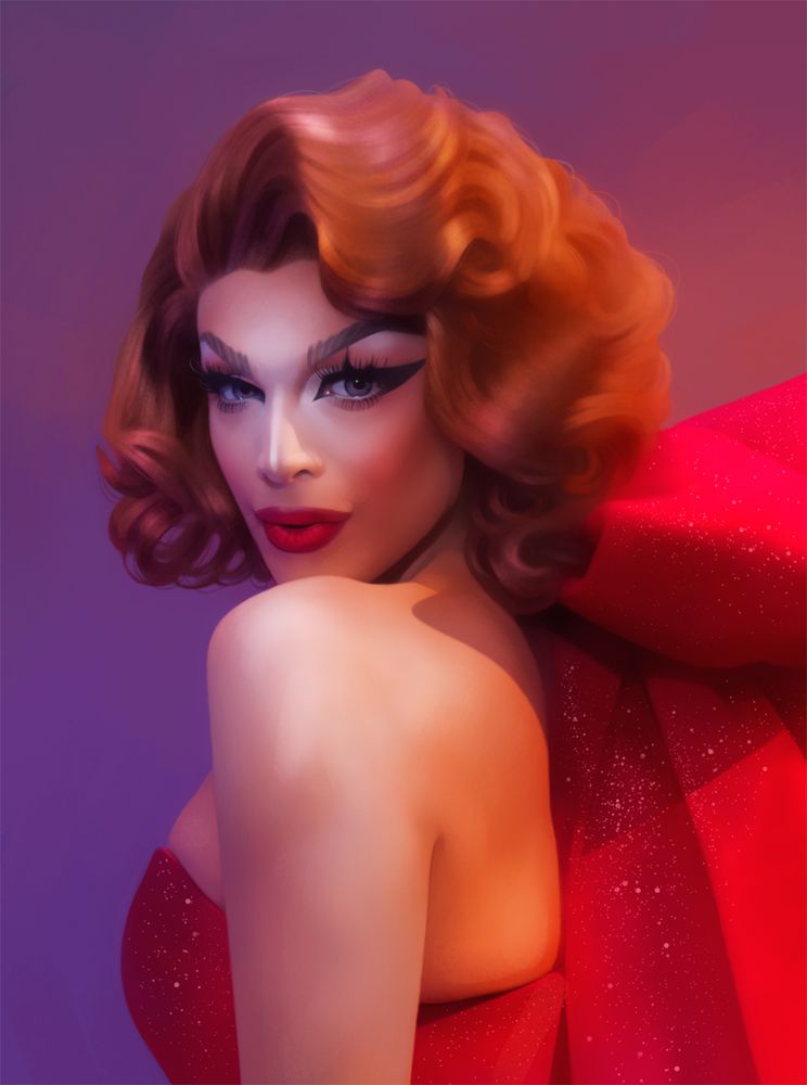 a realistic sketch of drag queen Valentina