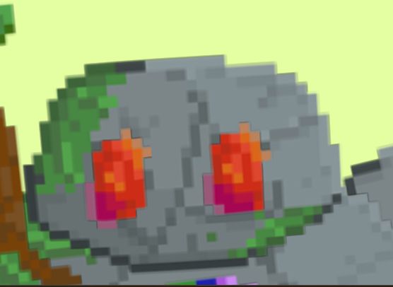 Close up of my Pixel Art Vtuber Model, a golem
