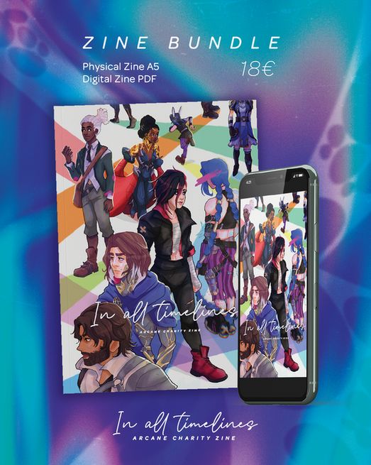IN ALL TIMELINES  | Zine bundle
The physical zine (A5, soft cover, and the whole 40+ pages) + its Digital version, for 18€

