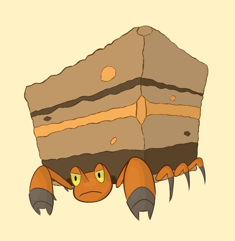 A drawing of the Pokémon Crustle on a cream background.