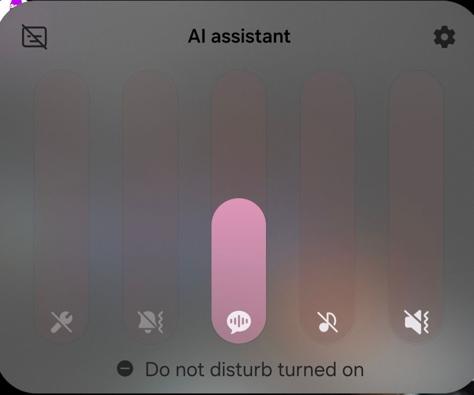 Samsung audio manager with 5 categories, one of them being "AI assistant"