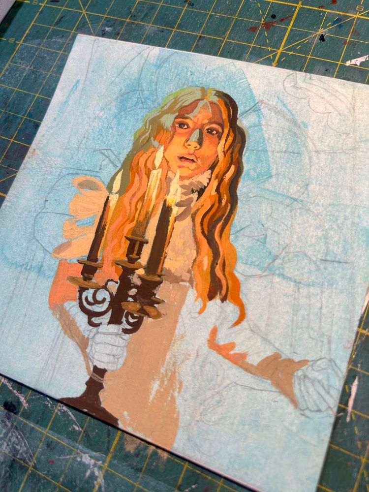Process painting of Edith from Crimson Peak.