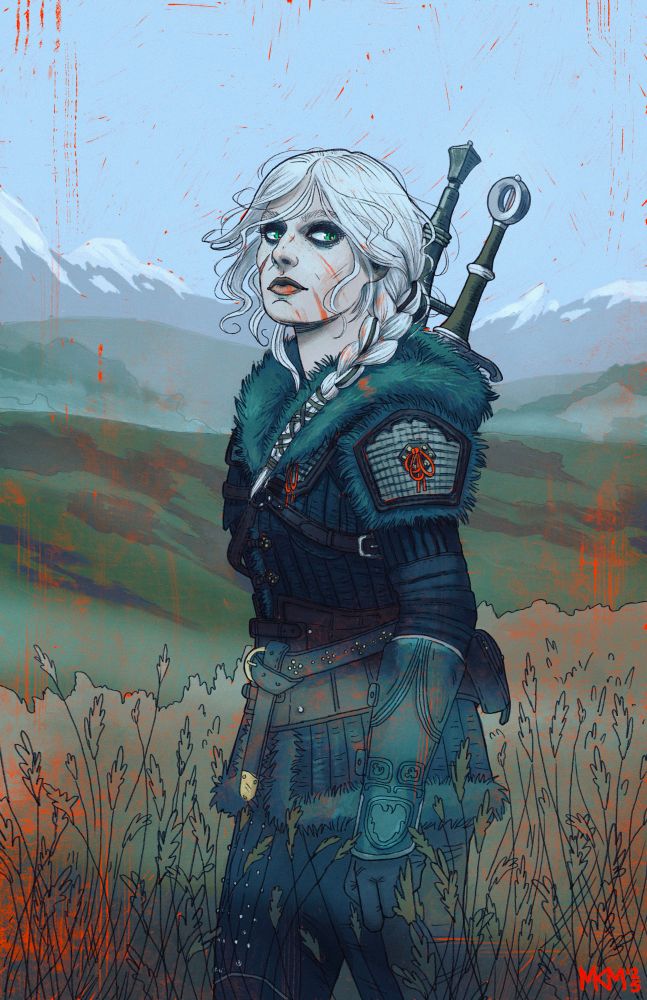 Illustration of Ciri from the video game The Witcher.