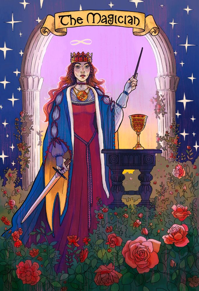 Illustration of the Magician tarot card.