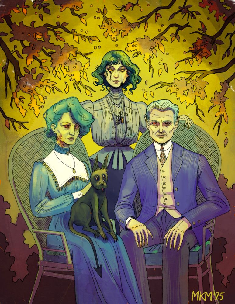 Illustration of a family of demons.