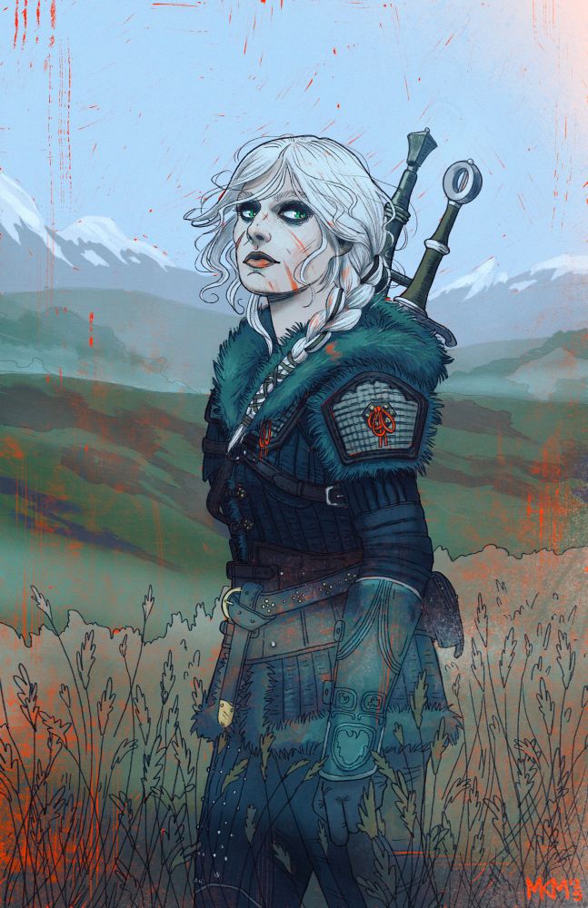 Illustration of Ciri from the Witcher video game series.