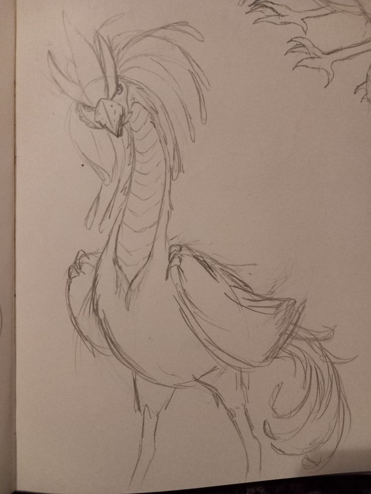 Jubjub Bird. An alien creature that lives on a desert or savannah-like planet. While hostile in the wild and difficult to tame, it is possible to have a tame one as a pet if you raise it from a chick, that is if you're brave enough to take an egg from the parents, jubjub eggs in general can reach a high price due to also being a delicacy 

Jubjub birds can in fact fly and they nest in large trees dotted around their desert/savannah home, or on cliffs