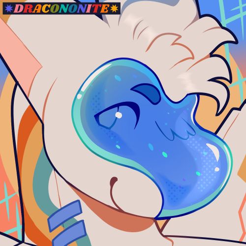 Icon of an airplane dragon or aeromorph anthro character smiling gently while looking to the side. They have a glittery visor face and fluffy hair, and mechanical details. The background is a sunset with stylized sparkles. Colors are off-white, blue, teal, and retro or soft primaries.