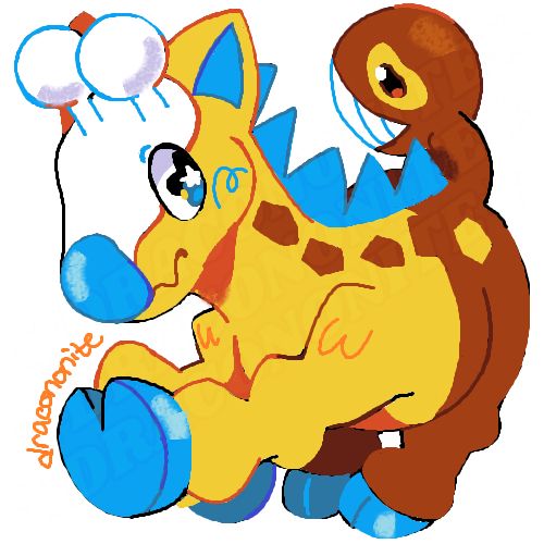 An MS Paint drawing of a shiny Girafarig from Pokemon.