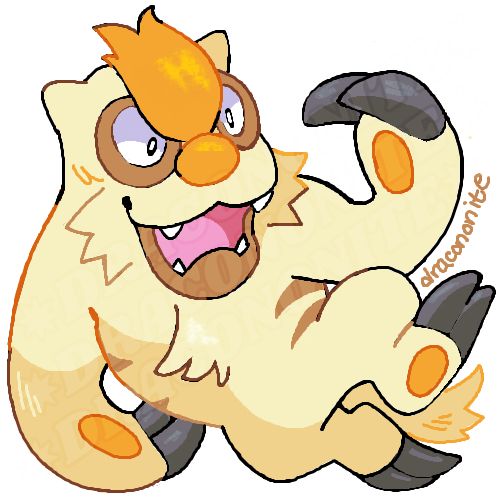 A drawing of a shiny Vigoroth from Pokemon, drawn in MS Paint.