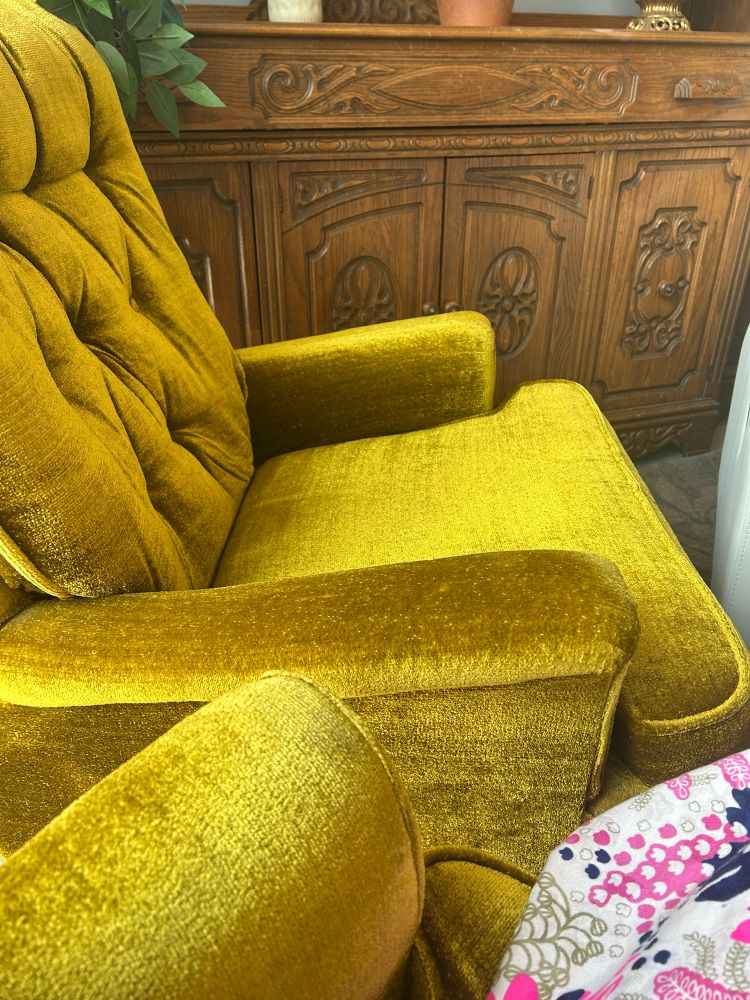 Velour avocado colour seat