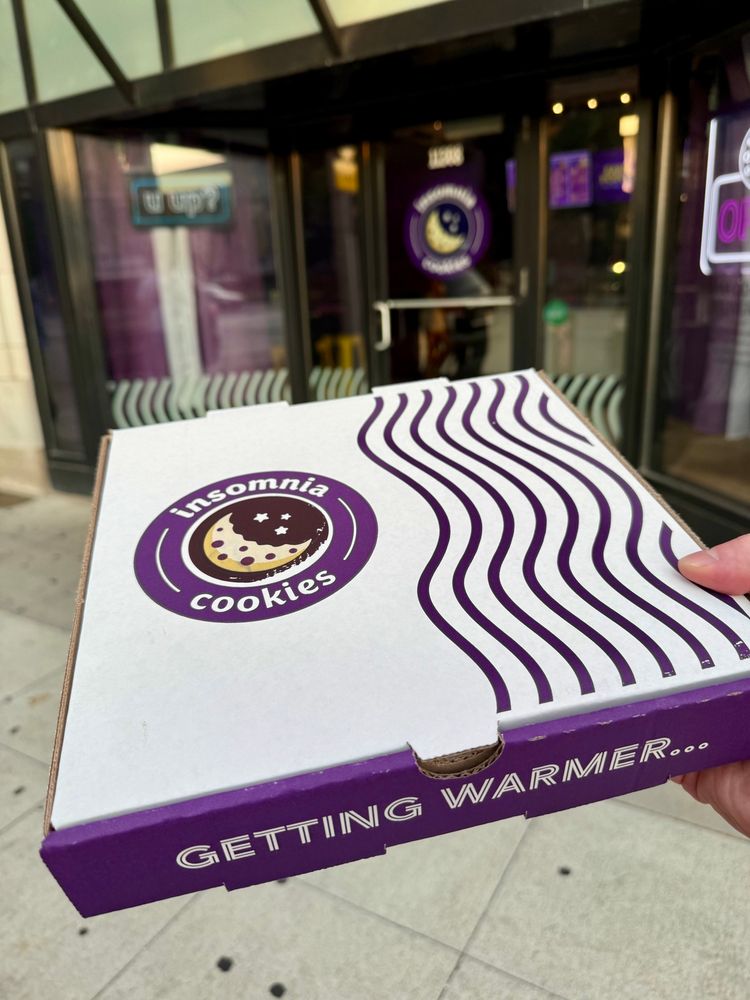 A box of Insomnia cookies.