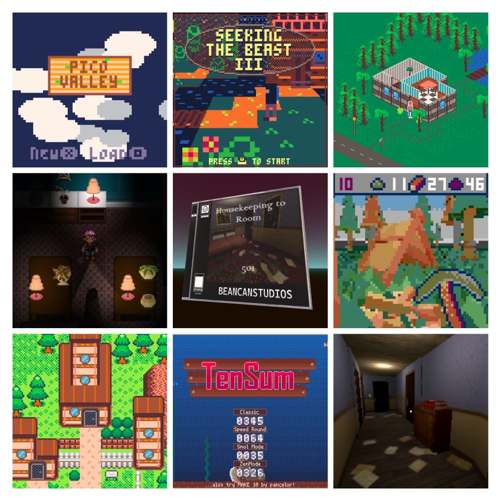 A collection of screenshots of games and assets I made over the years, featuring 8bit games and full 3d titles. 